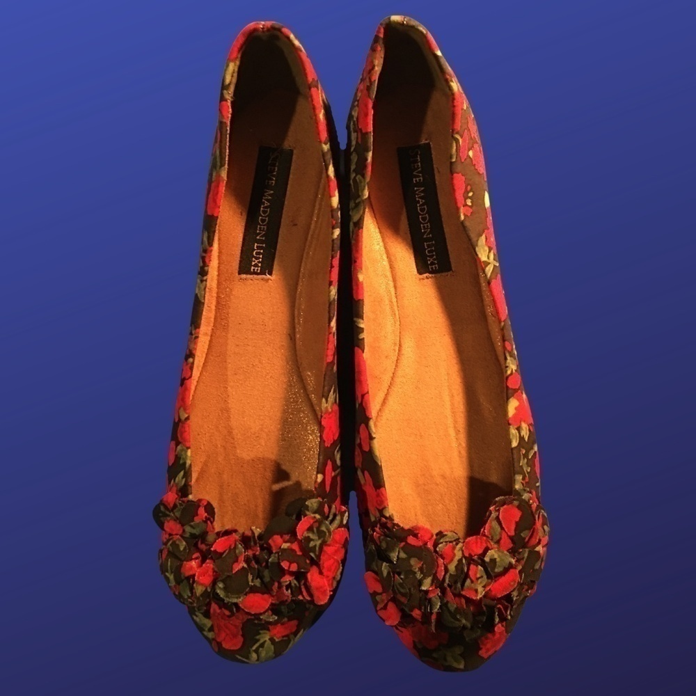 Steve MADDEN LUXE “L-Kyra” Fabric Ballet Flats, FLORAL,TWO SIZES: 9.5M/10M, NWOB